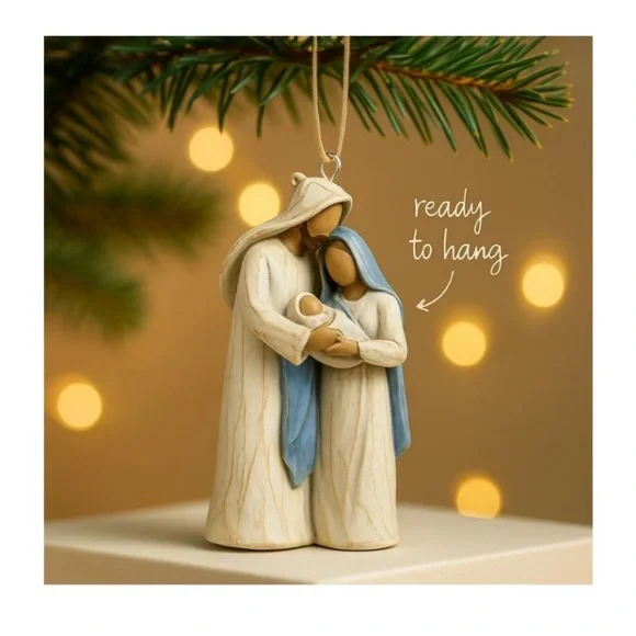 🌹🆕 Hand Painted Holy Family Nativity Religious Ornament - Picture 3 of 6
